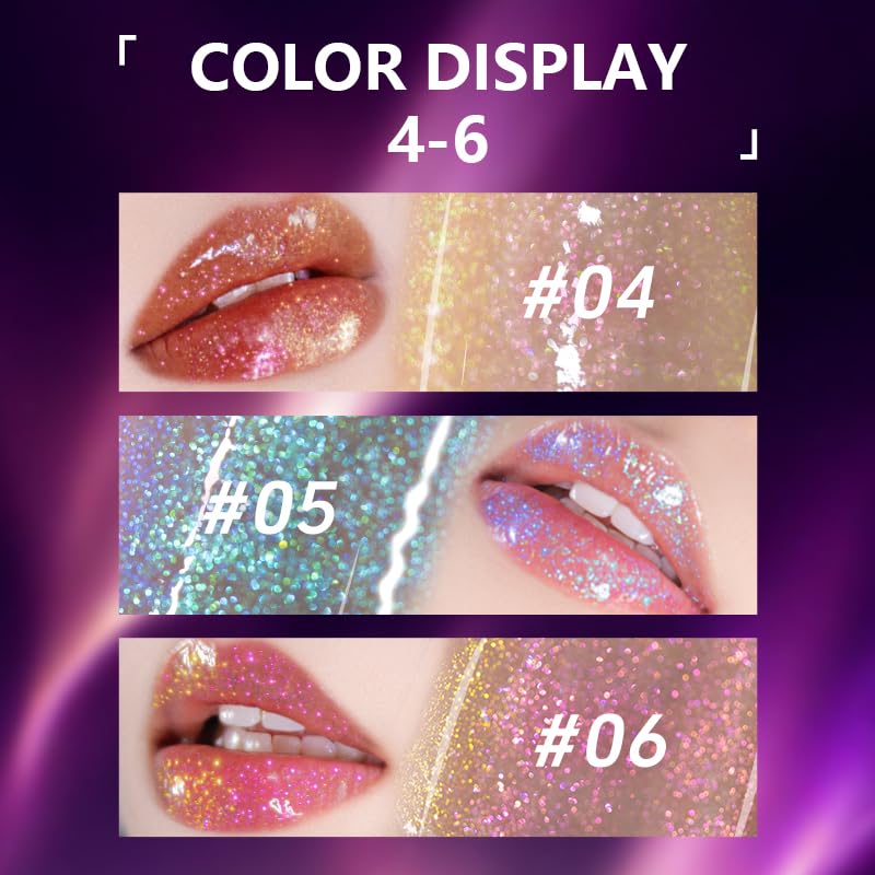 CHARMACY Aurora Chameleon Moisturizing Lip Gloss, MultiColor Shifting Shimmer Lip Gloss, Hydrating Non-Sticky Formula Glitter Lip Glaze, Easy to Apply, Long-Lasting, High-Shine Sheer Finish #06-Velvo Beauty