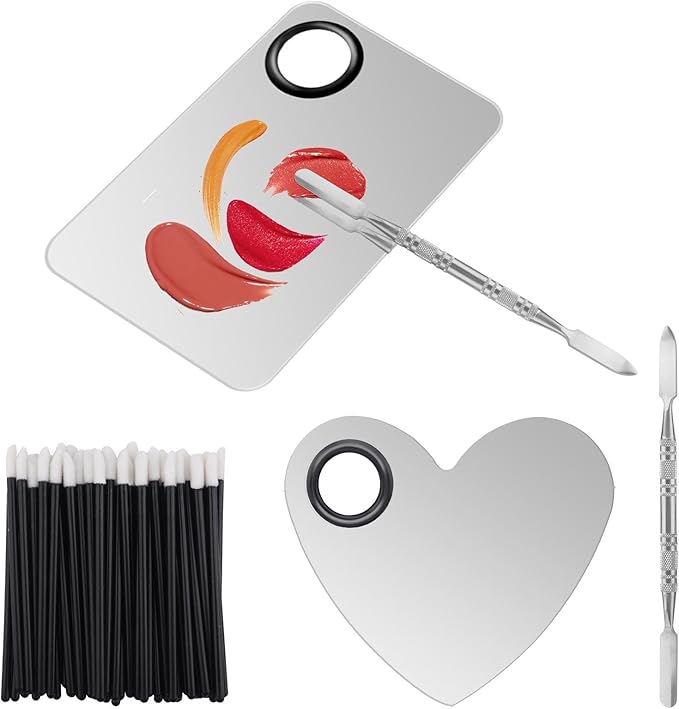Makeup Palette Lipstick Applicator with Spatula Lip Gloss Brush Makeup Tool Set Suitable for Lipstick, Foundation and Other Cosmetic Color Mixing(Makeup Palette Set)-Velvo Beauty