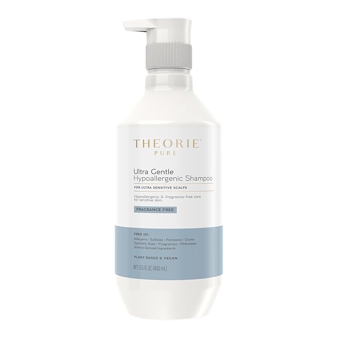 Theorie PURE Ultra Gentle Hypoallergenic Shampoo โ Plant-Based & Vegan โ Fragrance-Free โ Designed for Delicate Scalp Care โ Pump Bottle โ 400mL-Velvo Beauty