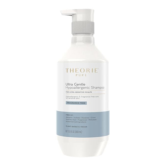 Theorie PURE Ultra Gentle Hypoallergenic Shampoo – Plant-Based & Vegan – Fragrance-Free – Designed for Delicate Scalp Care – Pump Bottle – 400mL-Velvo Beauty