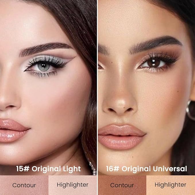 evpct 2in1 Face Shaping & Contouring Stick Cream Contour Concealer Bronzer Stick Makeup Kit for Face Highlighter Makeup Stick contorno maquillaje de maquillaje, ORIGINAL Light + ORIGINAL Universal-Velvo Beauty