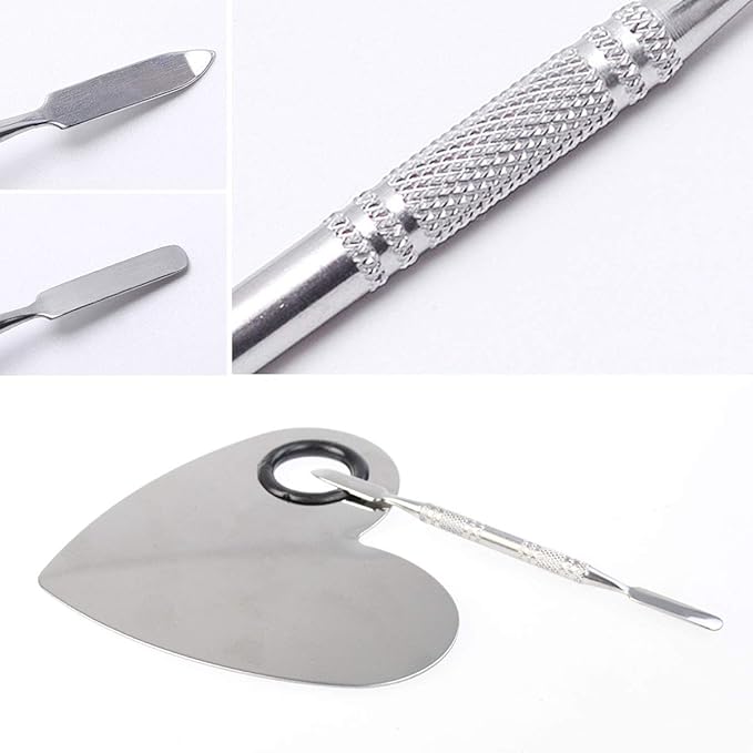 Stainless Steel Heart Shaped Makeup Palette Spatula - Makeup Artist Makeup Enthusiast Tools for Blending Cosmetic Foundation Shades-Velvo Beauty