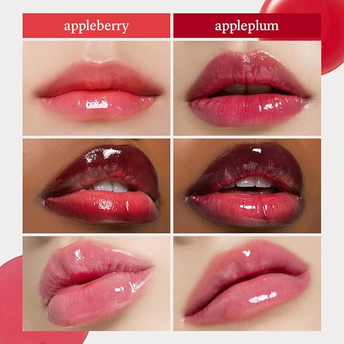 NOONI Korean Lip Oil Set - Appleberry & Appleplum | Long-Lasting, Moisturizing, Plumping, Revitalizing for Dry Lips, Waterproof, No Peel Off 0.12 FL Oz x 2ea-Velvo Beauty