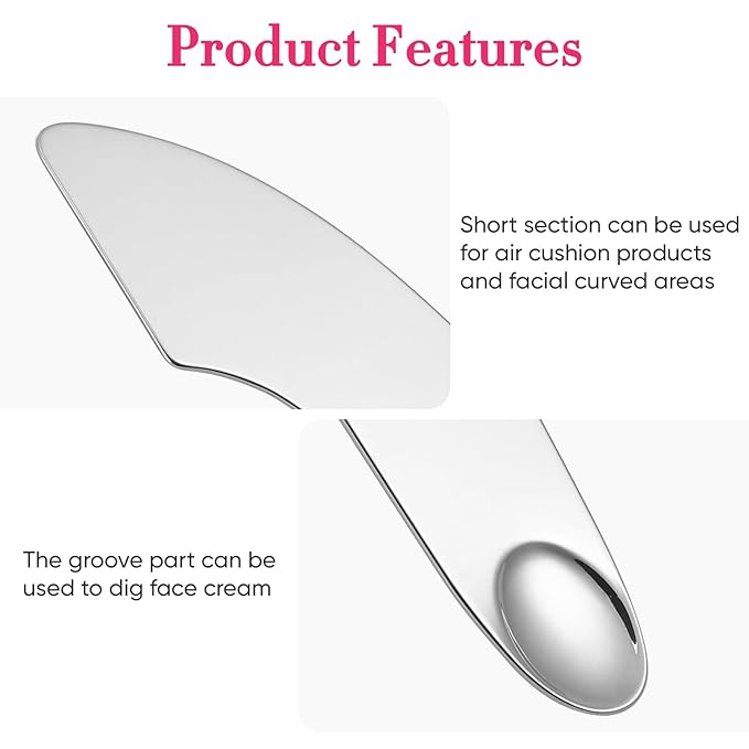 POPETPOP Makeup Spatula Foundation Spatula- Korean Cosmetic Spatula, Stainless Steel Facial Spatula Professional Foundation Palette Mixer Facial Cosmetic Makeup Tool-Velvo Beauty