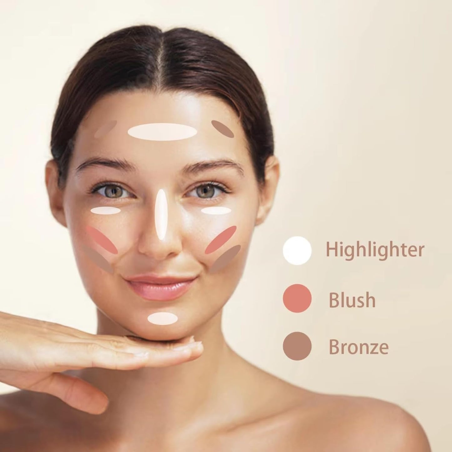 Baked Blush Highlight Bronze Powder 3-in-1 Contour Palette Sculpt Satin Silky Smooth Makeup Palettes Powder (002-Light)-Velvo Beauty