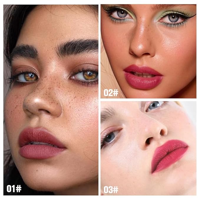 evpct 3Pcs Peel Off Lip Stain Tints, Maroon Red Mauve Matte Liquid Lipstick Lip Stain Long Lasting Waterproof for Women, Non-stick Cup Lipstick Peel Off Highly Pigmented Not Faded Smudge-proof Liptint-Velvo Beauty