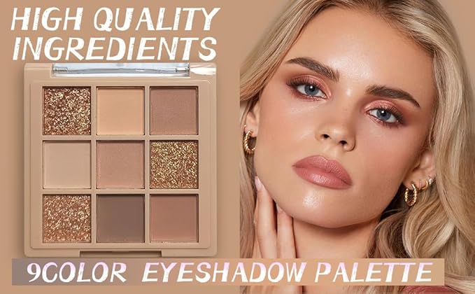 Eyeshadow Palette Makeup- 9 Colors Naked Eyeshadow Palette Matte Shimmer Korean Natural Eye Shadow palettes Highly Pigmented Naturing-Looking Long Lasting (#01)-Velvo Beauty