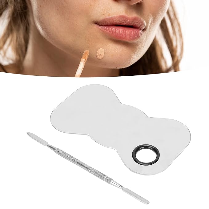 Cosmetic Makeup Palette Spatula, Mixing Bow Shape Stainless Steel Makeup Palette for Cosmetic Blend-Velvo Beauty