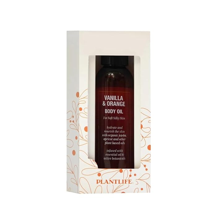 Plantlife Vanilla Orange Body Oil - Formulated for Soft and Silky Skin Using Rich Plant Oils That Absorb and Leave a Light Aroma on the Skin - Made in California 4 oz-Velvo Beauty