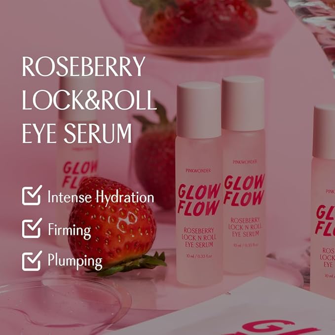 Glow flow roseberry lock n roll Eye serum (0.33fl. oz.) | Anti-Aging Eye Care, Collagen Boosting-Velvo Beauty