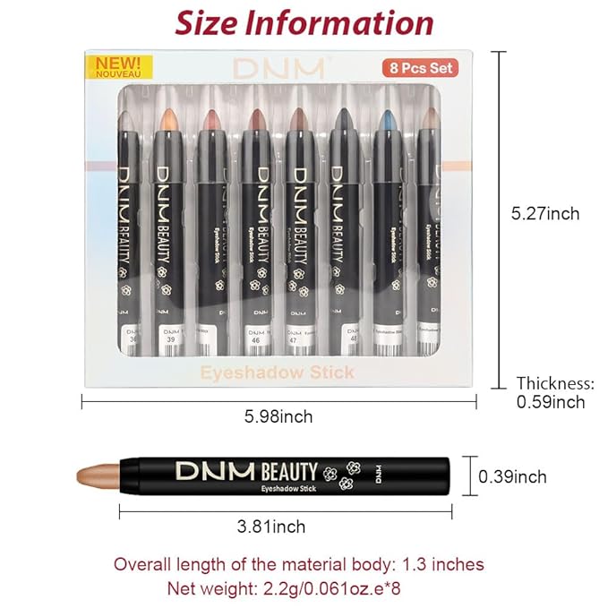 Kaely 8Pcs Cream Eye Shadow Sticks Set, Matte Shimmer Eyeliner Pencil Eyeshadow Palette Makeup, Eye Highlighter Brightener Stick for Older Women Waterproof Pigmented, sombras para ojos 07-Velvo Beauty