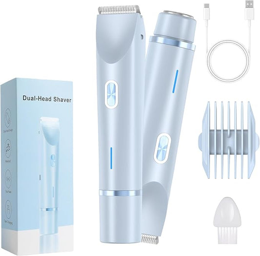 2025 New Electric Womens Shaver, 2-in-1 Women's Body Shaver, Bikini Electric Razor, Wet and Dry Use Body Trimmer for Home (Blue)-Velvo Beauty