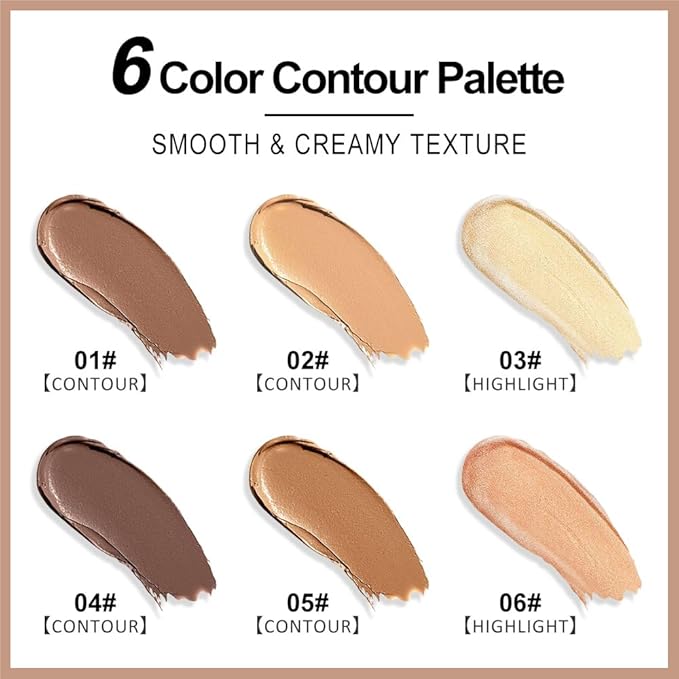 Professional Medium to DeepColor Correcting Cream Contour Concealer Highlight Palette, Dark Brown Gold Champange Full Coverage Makeup Palet for Correct Dark Circles,Scar, etc,Waterproof-6B-Velvo Beauty