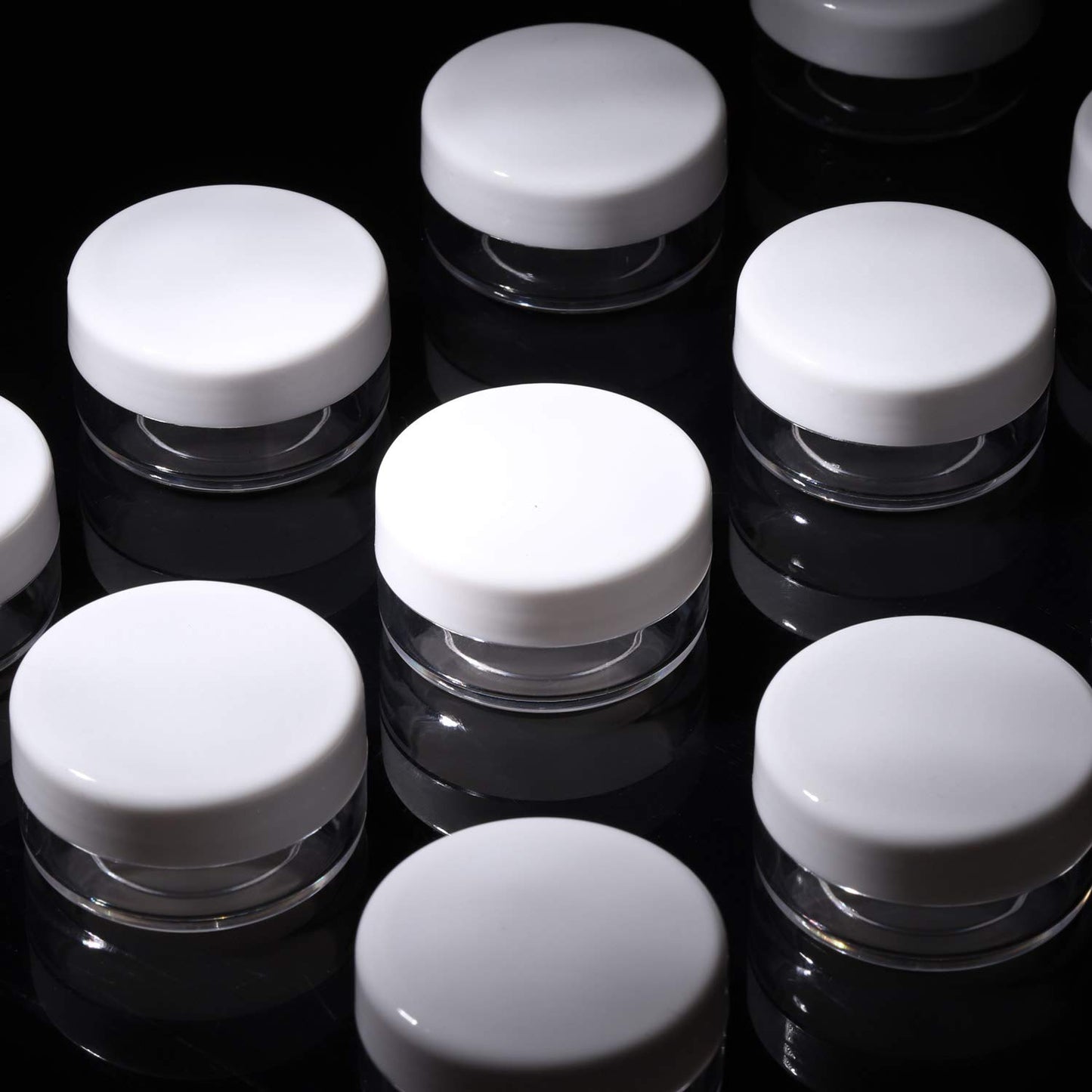 100 Count Mini Makeup Sample Containers with Lids 10g Plastic Cosmetic Containers Refillable Traveling Jars for Skin Care Products - White-Velvo Beauty