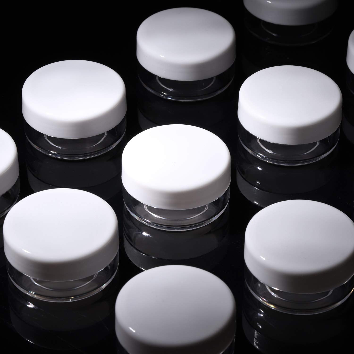 100 Count Mini Makeup Sample Containers with Lids 10g Plastic Cosmetic Containers Refillable Traveling Jars for Skin Care Products - White-Velvo Beauty