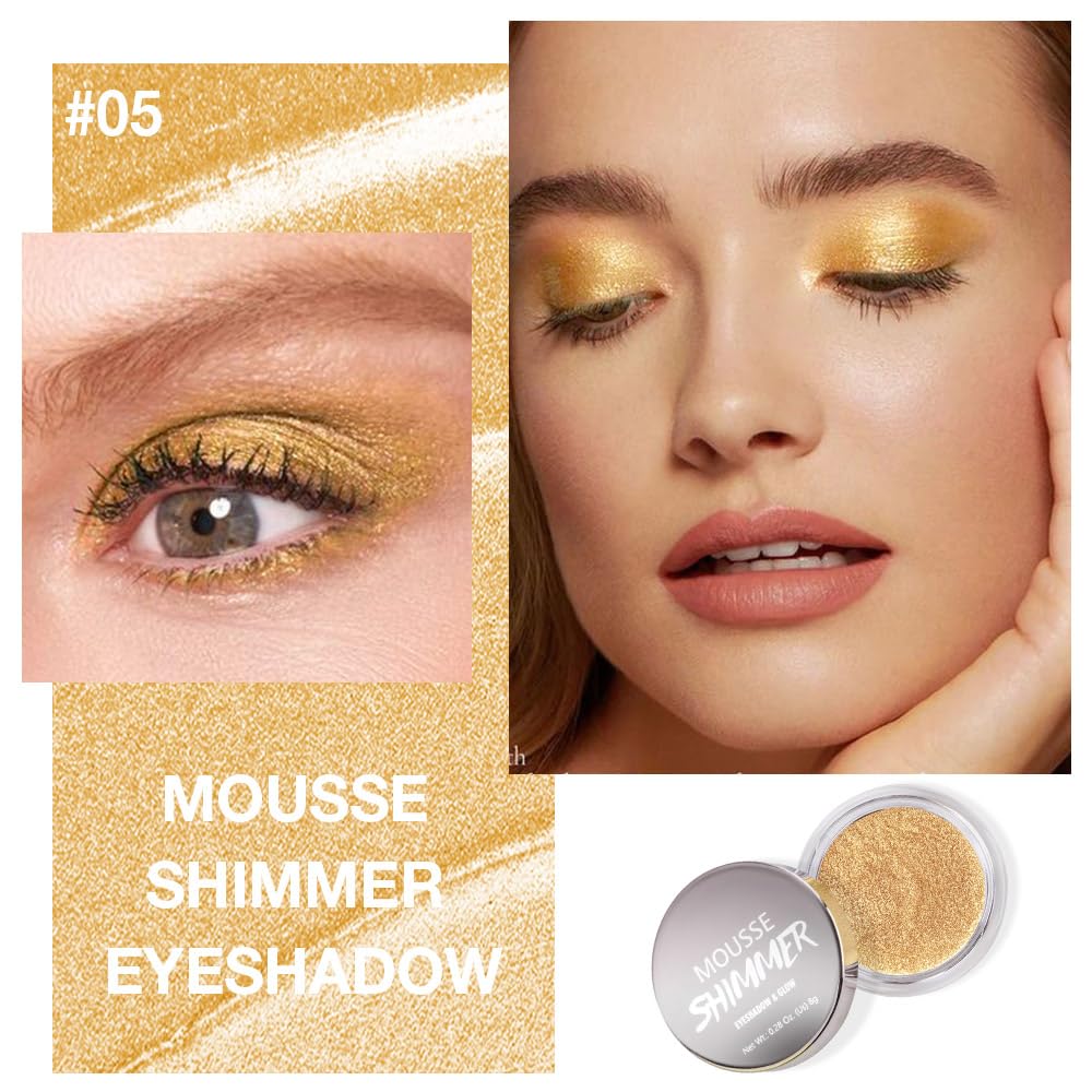 Cream Glitter Golden Yellow Shimmer Metallic Eyeshadow Palette Makeup, Natural Single Mini Instant Holographic Eyeshadow For Women, Sombras Crema Para Ojos, Talc, Paraben&Cruelty Free-Velvo Beauty