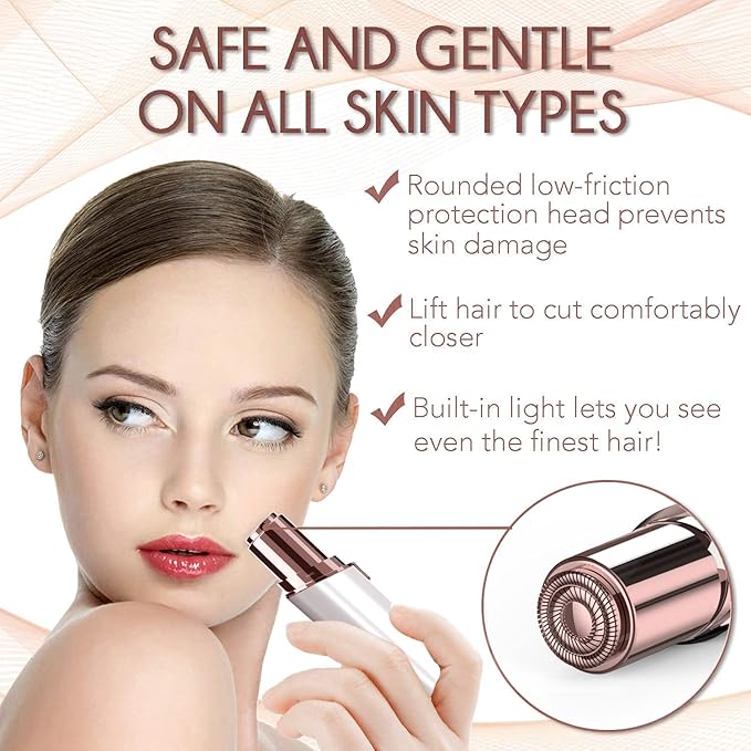 Womens Electric Razors for Facial Hair Removal - Rechargeable, 2 Replacement Heads - Painless Hair Trimmer for Lip, Mustache, Chin-Velvo Beauty