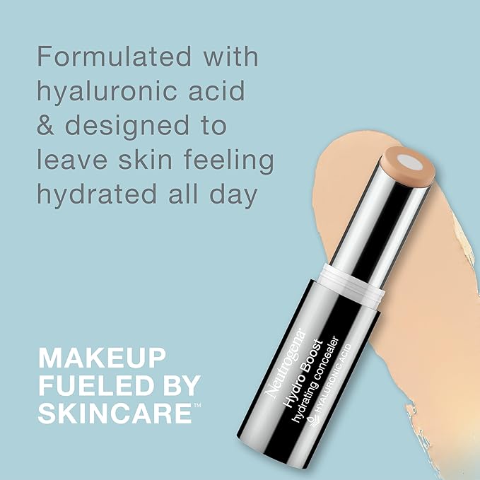 Neutrogena Hydro Boost Hydrating Concealer Stick for Dry Skin, Oil-Free, Lightweight, Non-Greasy and Non-Comedogenic Cover-Up Makeup with Hyaluronic Acid, 30 Light/Medium, 0.12 Oz-Velvo Beauty