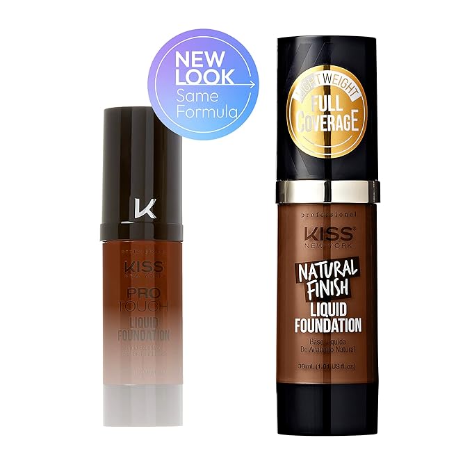 Kiss New York Professional Liquid Foundation - Lightweight and Hydrating Formula, Natural Finish, Control Shine, Cover Pores, Medium to Full Coverage, Green Tea Extract (Rich Mahogany)-Velvo Beauty