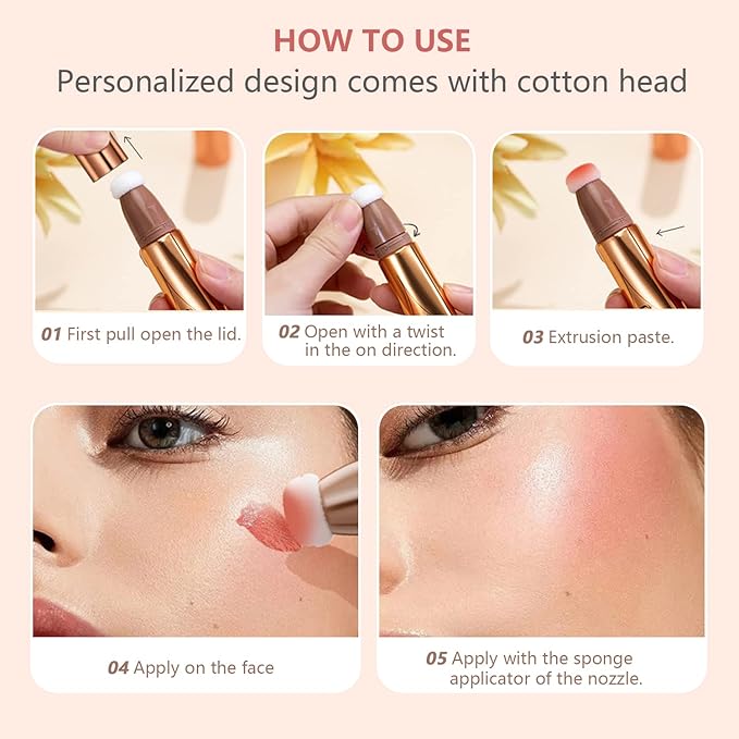 Liquid Contour Beauty Wand Set,Blush Liquid Contour Stick Highlighter Makeup With Cushion Applicator,Long Lasting Smooth Natural Matte Finish,Lightweight Blendable Super Silky Cream Sticks (01#02#04)-Velvo Beauty
