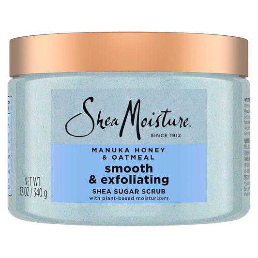 SheaMoisture Shea Sugar Body Scrub Manuka Honey Oatmeal for smooth & exfoliating Smooth and Exfoliating Body scrub with 24h shea moisture nutrients 12 oz-Velvo Beauty