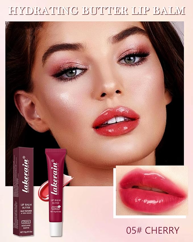 Lip Butter Balm Chrrey, Hydrating Tinted Butter Lip Gloss,Clear Lip Mask Lip Care Moisturizer, Smooth Lip Treatment Balm,Non-Sticky Jelly Glow Reviver Fat Lip Oil, Women’s Day Makeup Gift for Women-05-Velvo Beauty