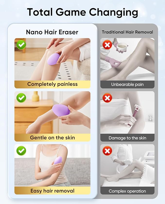 Crystal Hair Eraser for Women and Men, Reusable Crystal Hair Remover Magic Painless Exfoliation Hair Removal Tool, Magic Hair Eraser Device for Back Arms Legs-Velvo Beauty