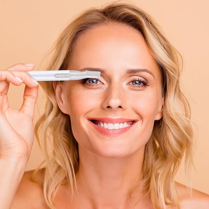 Chumia 2 Pcs Electric Eyebrow Trimmer Women Precision Face Razors Mini Shaver with Comb Christmas Women Gift Battery Operated Personal Epilator for Face Neck Fuzz Lips Leg(White, Pink)-Velvo Beauty