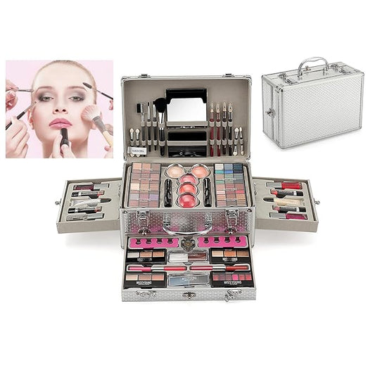 Maquillaje, Makeup gift, Professional make up set, All in one makeup kit for women full kit, Cosmetics teenagers, Makeup palette(102 Colors)(Silver box)-Velvo Beauty