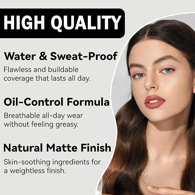 Concealer Full Coverage Foundation for Mature Skin,Oil Control Matte 2 in 1 Concealer liquid Foundation Makeup Waterproof Base De Maquillaje Alta Cobertura-01 Sand-Velvo Beauty