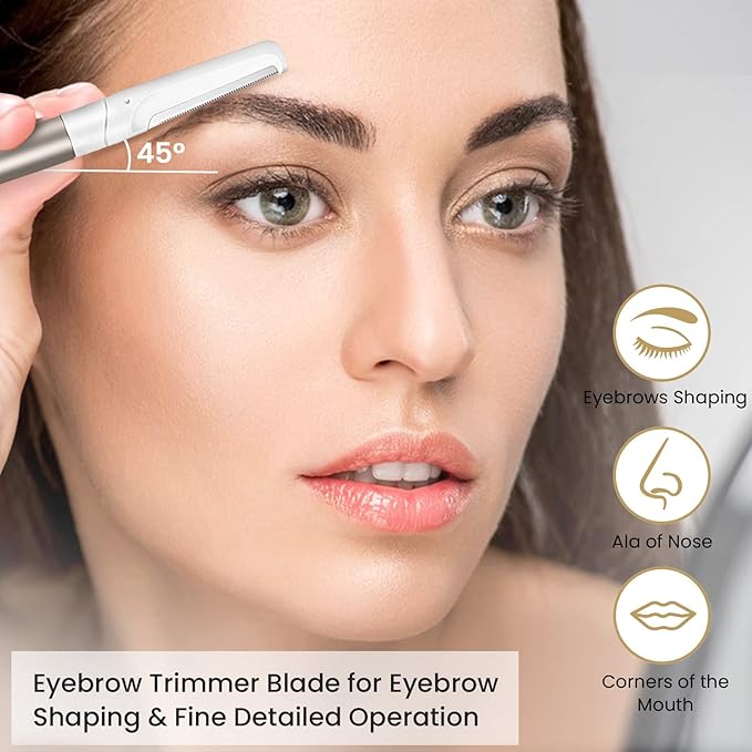 Dermaplaning Tool for Face Exfoliation, with 20 Replaceable Blades, Facial Shaver/Eyebrow Razor, Peach Fuzz Removal Eyebrow Shaper for Women, Easy to Use Dermaplaner Help Exfoliate and Smooth Skin-Velvo Beauty