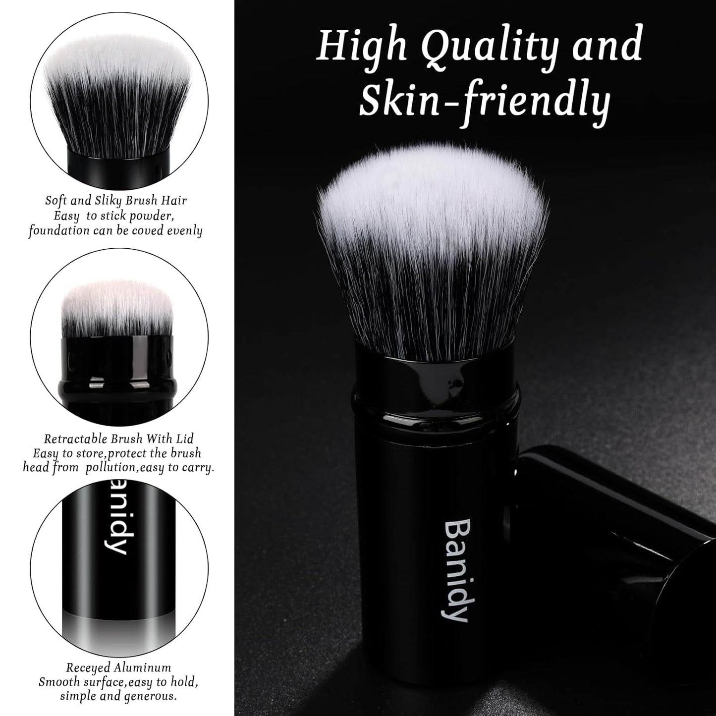 Makeup Brush Kabuki Face Brushes Retractable Travel Blush Kabuki Brush Portable Flawless for Foundation, Powder Blush, Bronzer, Buffing, Liquid, Cream, Cruelty Free with Cover-Velvo Beauty