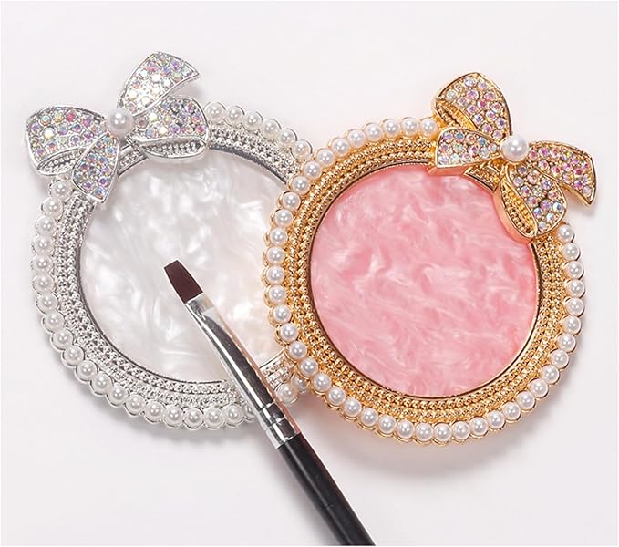 4Pcs Resin Nail Art Plalette Nail Polish Mixing Plate Gel Palette Manicure Tool for Nail Art Display (Pink Silver)-Velvo Beauty