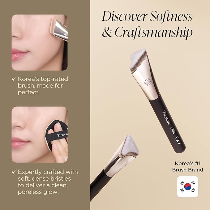 Piccasso FB33 Foundation Brush – Tapping Cover Brush for Liquid & Cream Foundation, Fills Pores with Soft Bristles for Smooth and Flawless Face Makeup, Professional Korean Beauty Tool-Velvo Beauty