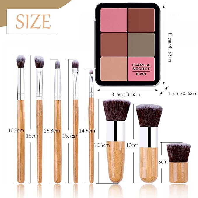 6 Colors Cream Blush Palette + 6 Colors Concealer Cream Contour Palette, Carla Secret Makeup Palette, Foundation Palette with 11 Pcs Makeup Brush Set, Long Wearing Blendable Full Coverage-Velvo Beauty