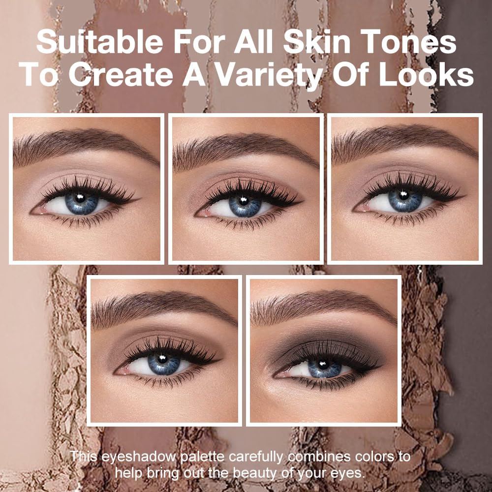 AMY'S DIARY Neutral Nude Brown Eyeshadow Palette Makeup, 5 Colors Cool-Toned Velvety Matte Finish, Nude Taupe Eye Shadows, for Brown Eyes Long Lasting Naturing-Looking (04#)-Velvo Beauty