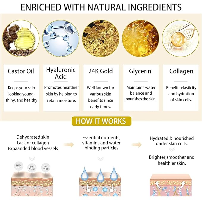 Golden Under Eye Patches for Puffy Eyes & Eye Bags & Wrinkles, Under Eye Patches for Dark Circles,Collagen for Eye Bags, Under Eye Collagen Patches-Velvo Beauty