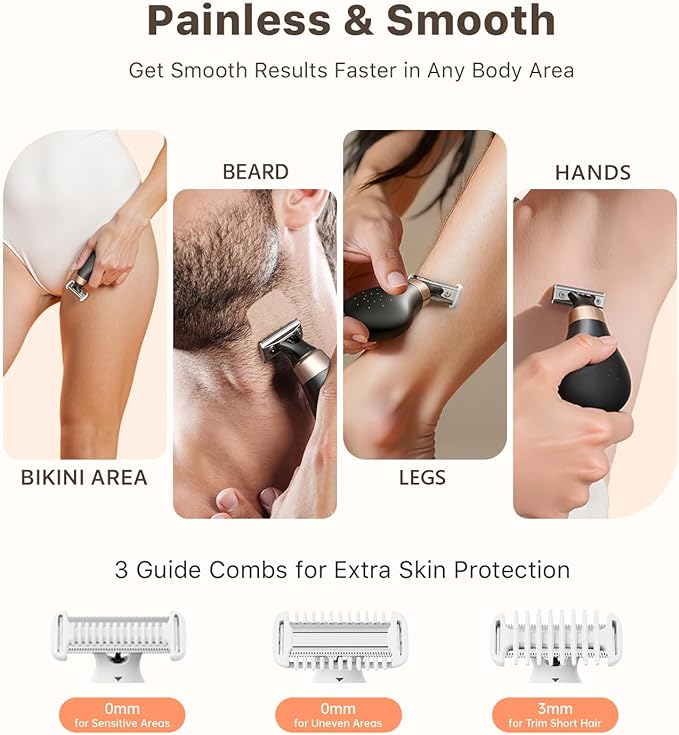 Mini Bikini Trimmer for Women - Intimate Pubic Hair Removal, Electric Body Groomer, Small Portable Wet/Dry Shaver, Magnetic Blade, USB-C Rechargeable with Travel Case, Easy to Clean (Black)-Velvo Beauty
