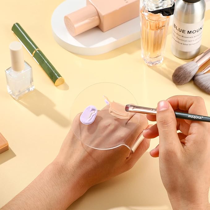 Makeup Mixing Palette 2 Pieces Handheld Makeup Mixing Tray Acrylic Foundation Mixing Tray Clear Foundation Palette Eyeshadow Makeup Hand Palette Cosmetic Foundation Dish for Makeup Blending-Velvo Beauty