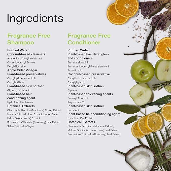 Phillip Adam Fragrance Free Shampoo and Conditioner Set with Apple Cider Vinegar - pH Balancing - Enhance Shine and Smoothness- 12 Ounce Each-Velvo Beauty