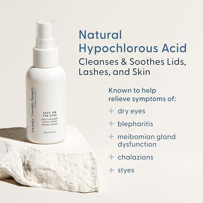 twenty/twenty Easy On The Eyes – 0.02% Hypochlorous Acid Spray to Cleanse Eyelashes – Reduce Eyelid Irritation – Safe for Sensitive Skin – Ophthalmologist Developed–Vegan, Clean Ingredients – 60ml-Velvo Beauty