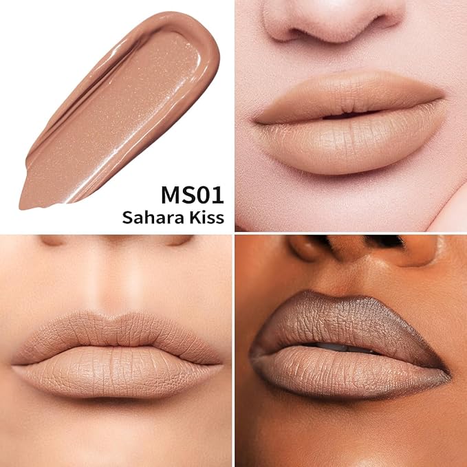 Oulac Matte Liquid Nude Lipstick for Women, Beige Brown High Impact Lip Color, Long Lasting Lipsticks, Waterproof, Creamy Formula Lip Stick with Vitamin E, Vegan & Cruelty-Free, 4.5ml (MS01)-Velvo Beauty