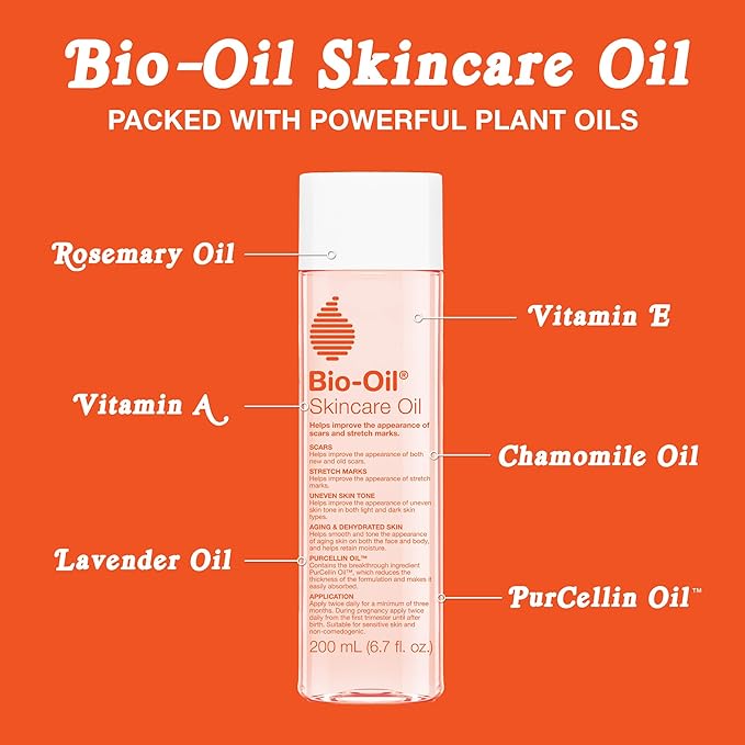Bio-Oil Skincare Body Oil Serum, Face and Body Moisturizer with Vitamin E & A, for Scars, Stretch Marks, Sensitive Skin, All Skin Types, Dermatologist Recommended, Non-Comedogenic, 6.7 Oz-Velvo Beauty