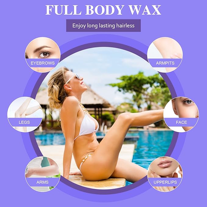 PURPLESKY Wax Beads, 3.3LB Painless Coarse Hard Wax Beads Bulk for Hair Removal, Stripless Long-lasting Waxing Beads for Brazilian Bikini, Leg, Chest, Back, Lavender Scent-Velvo Beauty