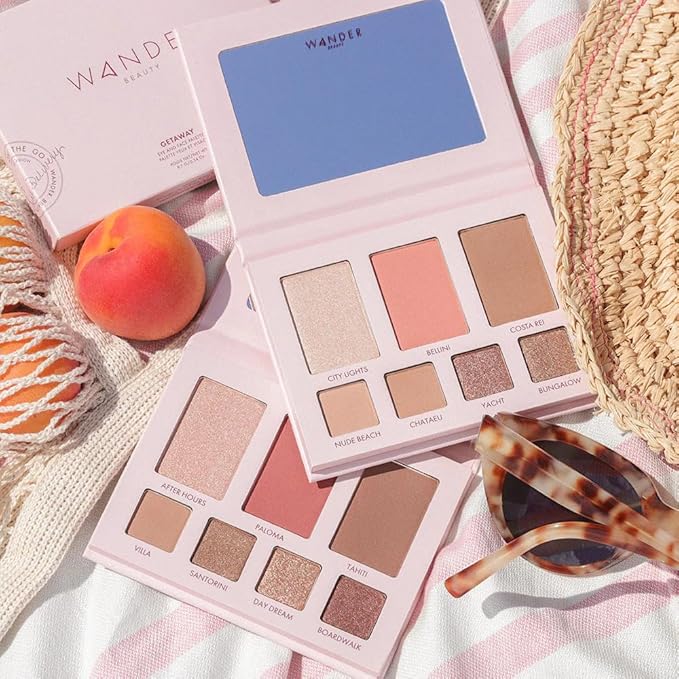 Wander Beauty Getaway Eye & Face Palette - Sunkissed (Light/Medium) - Full Face Makeup Palette Enriched With Vitamin E - For Day & Night Looks - 4 Shadows, Highlighter, Blush, and Bronzer - 0.34 fl oz-Velvo Beauty