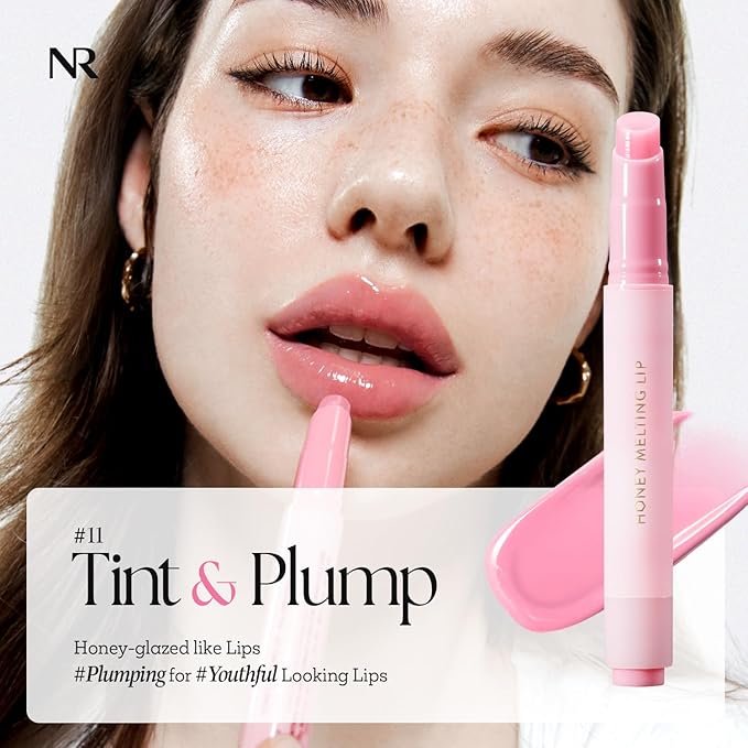 Nature Republic HONEY MELTING LIP PLUMPING (11 PINK) SOFT LIP STICK Tint & Plump Hydrating Gloss, Moisturizing balms, Volumizing formula & Sheer tint, Glowy Finish, korean make up-Velvo Beauty