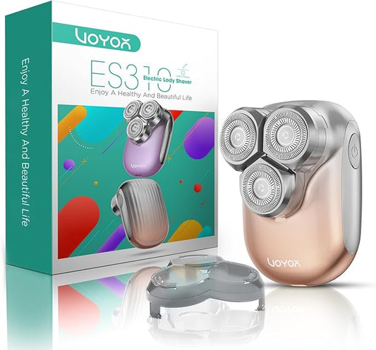 VOYOR Electric Razors for Women 3D Floating Blade Shaver for Women, Electric Shaver for Legs Bikini and Body Facial Hair Remover Women's Shavers Waterproof Women's Grooming ES310 (Gold)-Velvo Beauty
