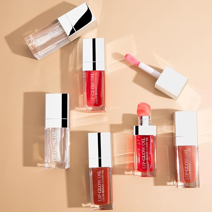Lip Glow Oil Long Lasting Plumping Transparent Lip Balm Moisturizing Lip Oil Repairing Lip Lines and Prevents Dry Cracked for Lip Care and Dry Lips (Set-C)-Velvo Beauty
