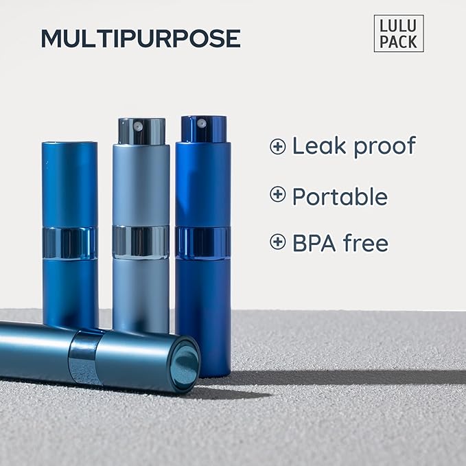 Travel Perfume Bottle Refillable - Cologne Spray Atomizer Mini - Small Travel Size Sprayer Empty for Refill Sample Container - Portable Fragrance Decant Dispenser for Men Women 8ml 4PCS Blue-Velvo Beauty