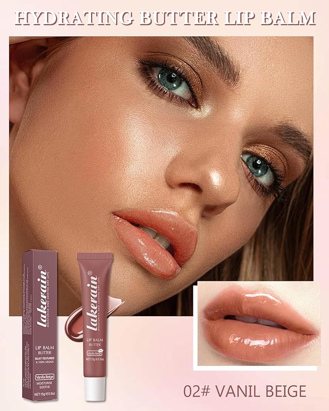 Lip Butter Balm Vanilla Beige, Hydrating Tinted Butter Lip Gloss,Sheer Lipgloss Lip Care Moisturizer,Smooth Lip Treatment,Non-Sticky Jelly Glow Reviver Fat Lip Oil,Women’s Day Makeup Gift for Women-02-Velvo Beauty